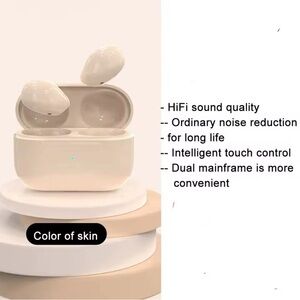 Cream Wireless Earbuds with Charging Case